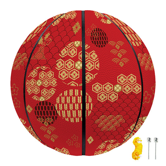 Red Japanese Pattern Print Basketball