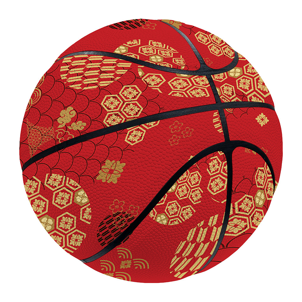Red Japanese Pattern Print Basketball