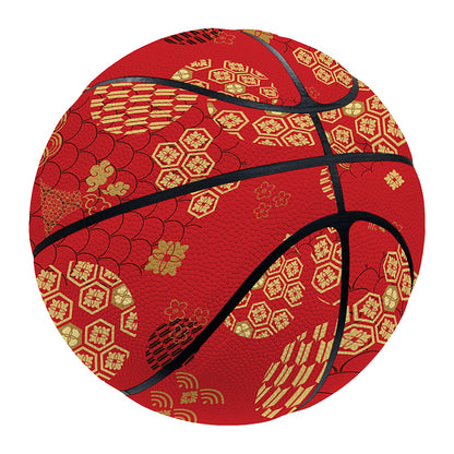 Red Japanese Pattern Print Basketball