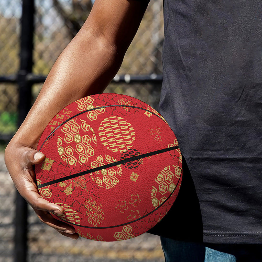 Red Japanese Pattern Print Basketball