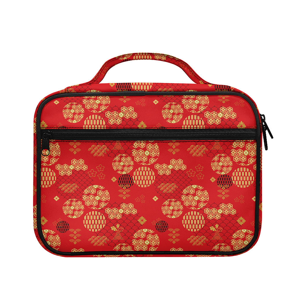 Red Japanese Pattern Print Briefcase Bible Bag