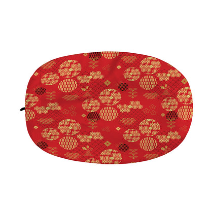 Red Japanese Pattern Print Car Side Mirror Covers