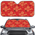 Red Japanese Pattern Print Car Windshield Sun Shade