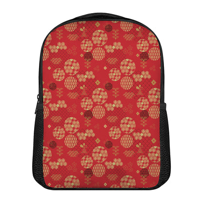 Red Japanese Pattern Print Casual Backpack