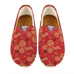 Red Japanese Pattern Print Casual Shoes