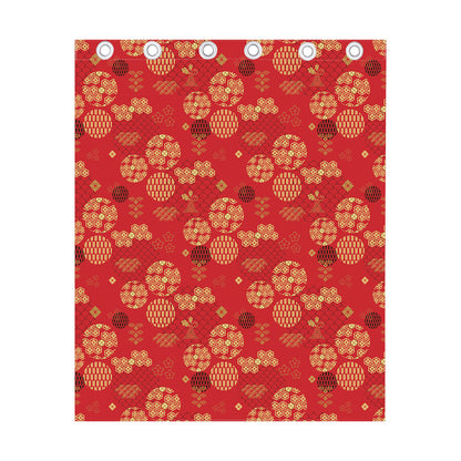 Red Japanese Pattern Print Curtain