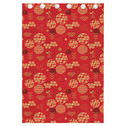 Red Japanese Pattern Print Curtain