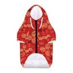 Red Japanese Pattern Print Dog Zip Up Hoodie
