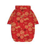 Red Japanese Pattern Print Dog Zip Up Hoodie