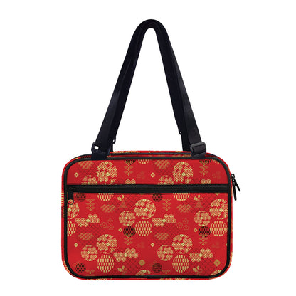 Red Japanese Pattern Print Double Strap Bible Bag