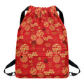 Red Japanese Pattern Print Drawstring Backpack