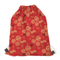 Red Japanese Pattern Print Drawstring Bag