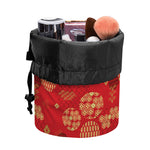 Red Japanese Pattern Print Drawstring Makeup Bag