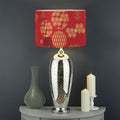 Red Japanese Pattern Print Drum Lamp Shade