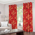 Red Japanese Pattern Print Extra Wide Grommet Curtains