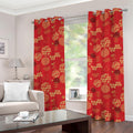 Red Japanese Pattern Print Grommet Curtains