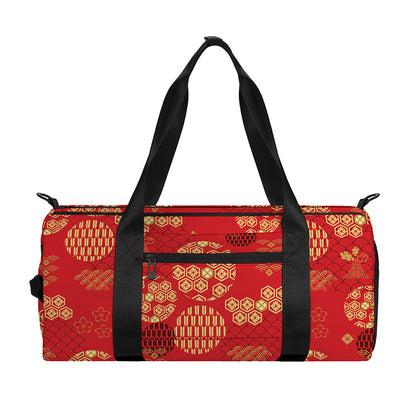 Red Japanese Pattern Print Gym Bag