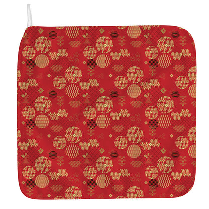 Red Japanese Pattern Print Hand Towel