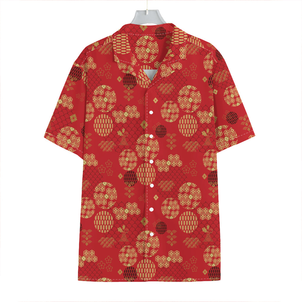 Red Japanese Pattern Print Hawaiian Shirt