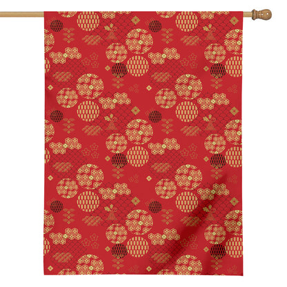 Red Japanese Pattern Print House Flag