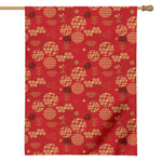 Red Japanese Pattern Print House Flag