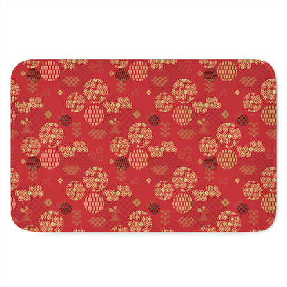 Red Japanese Pattern Print Indoor Door Mat