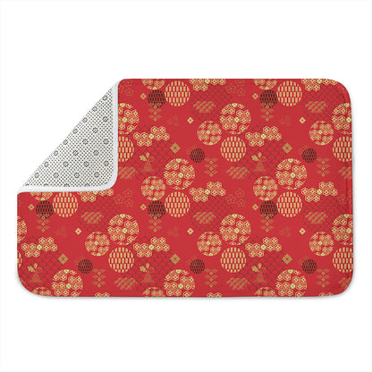 Red Japanese Pattern Print Indoor Door Mat