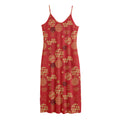 Red Japanese Pattern Print Jersey Midi Cami Dress
