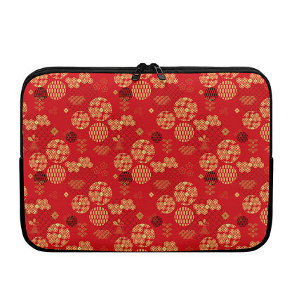 Red Japanese Pattern Print Laptop Sleeve