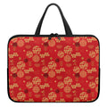 Red Japanese Pattern Print Laptop Sleeve With Handle