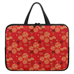 Red Japanese Pattern Print Laptop Sleeve With Handle