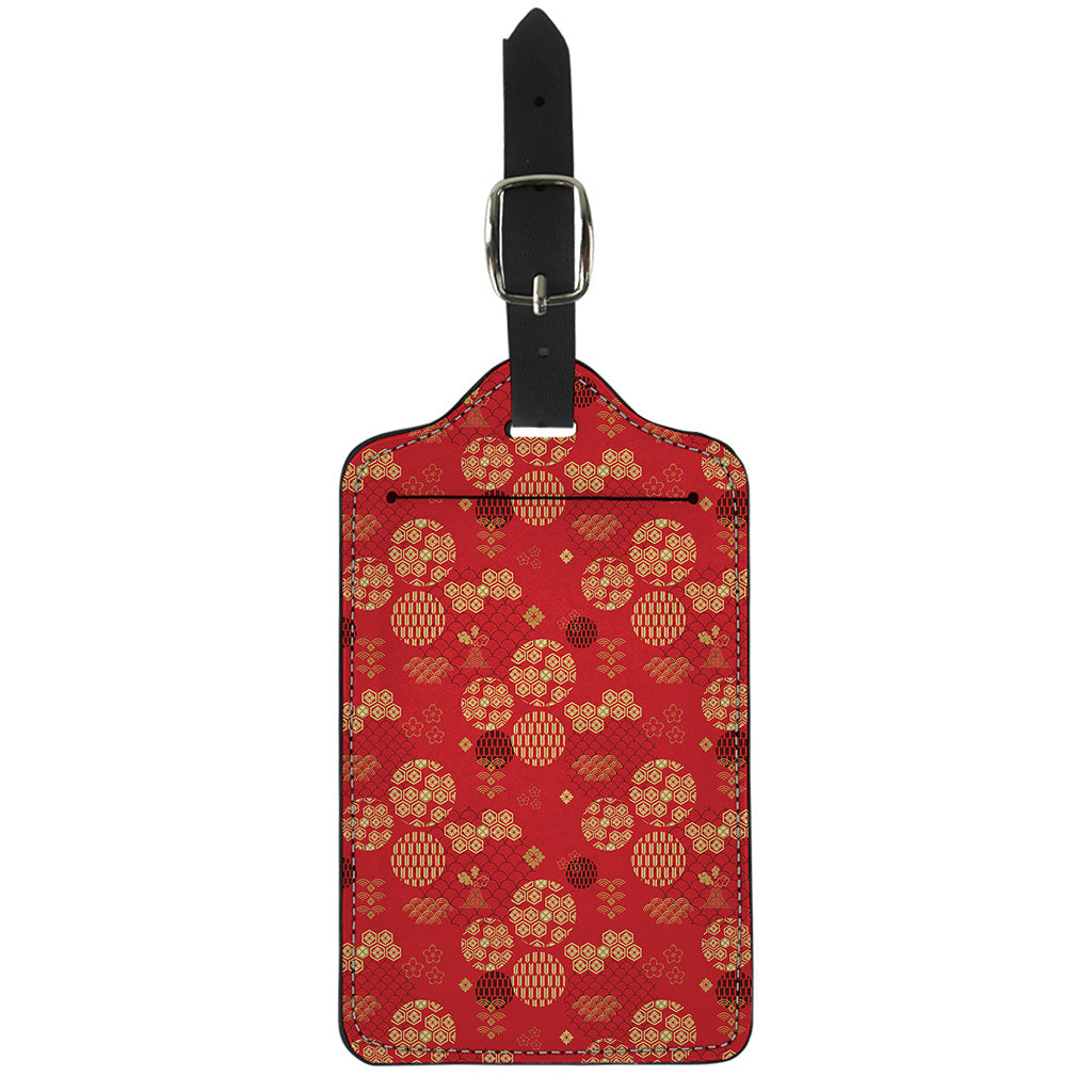 Red Japanese Pattern Print Luggage Tag