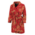 Red Japanese Pattern Print Men's Bathrobe