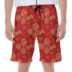 Red Japanese Pattern Print Men's Beach Shorts