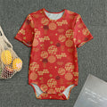 Red Japanese Pattern Print Men's Bodysuit