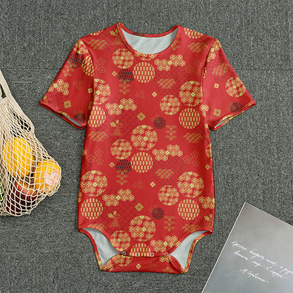 Red Japanese Pattern Print Men's Bodysuit