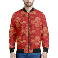 Red Japanese Pattern Print Men's Bomber Jacket