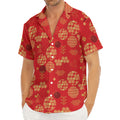 Red Japanese Pattern Print Men's Deep V-Neck Shirt