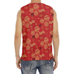 Red Japanese Pattern Print Men's Fitness Tank Top