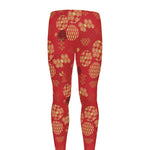 Red Japanese Pattern Print Men's leggings