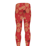 Red Japanese Pattern Print Men's leggings
