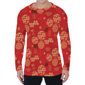 Red Japanese Pattern Print Men's Long Sleeve T-Shirt
