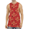 Red Japanese Pattern Print Men's Muscle Tank Top