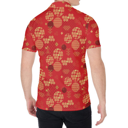 Red Japanese Pattern Print Men's Shirt