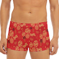Red Japanese Pattern Print Men's Short Boxer Briefs