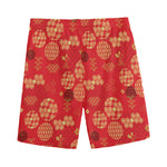 Red Japanese Pattern Print Men's Sports Shorts
