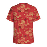 Red Japanese Pattern Print Men's Sports T-Shirt