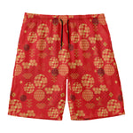 Red Japanese Pattern Print Men's Swim Trunks