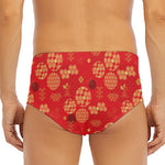 Red Japanese Pattern Print Men's Triangle Swim Briefs