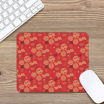 Red Japanese Pattern Print Mouse Pad